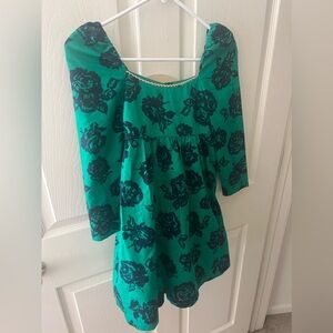 Janie and Jack Green and Navy Floral Dress